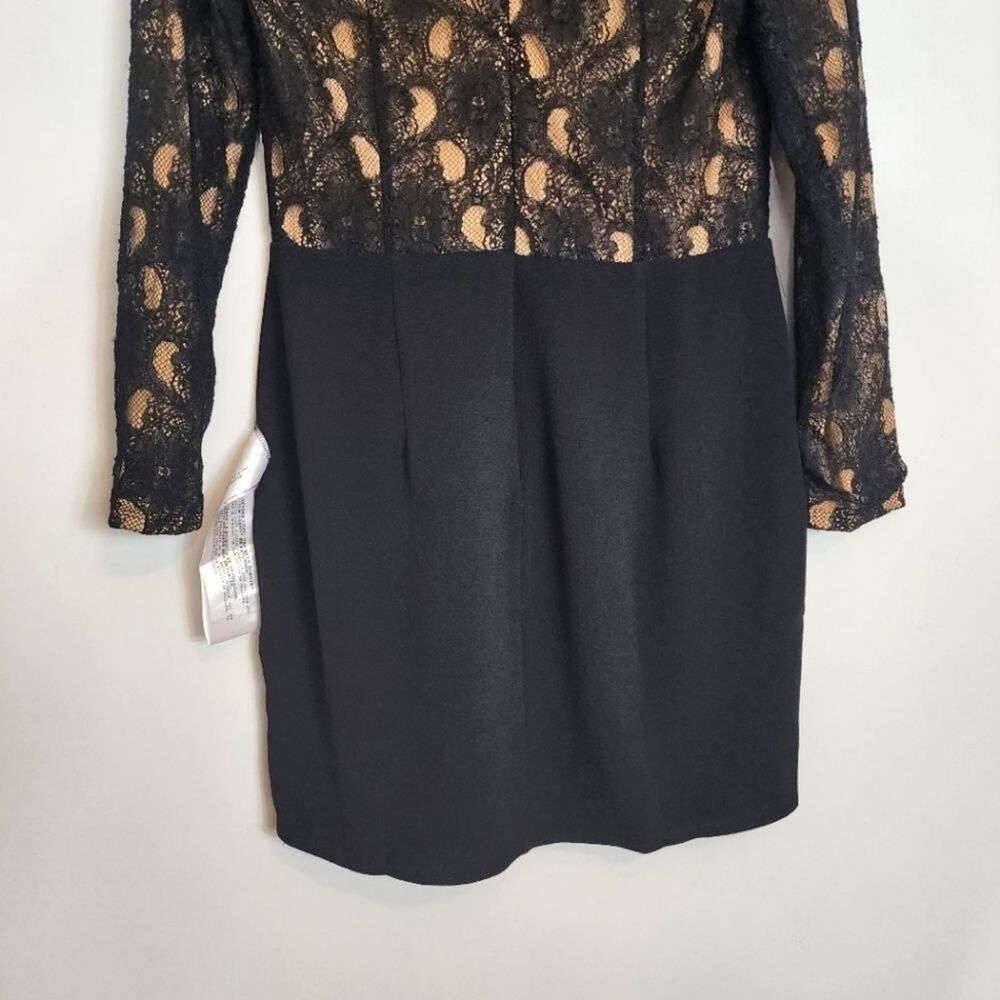 NWT Dress the Population Chante Lace Long Sleeve LBD Dress Black Size Large - Picture 8 of 9